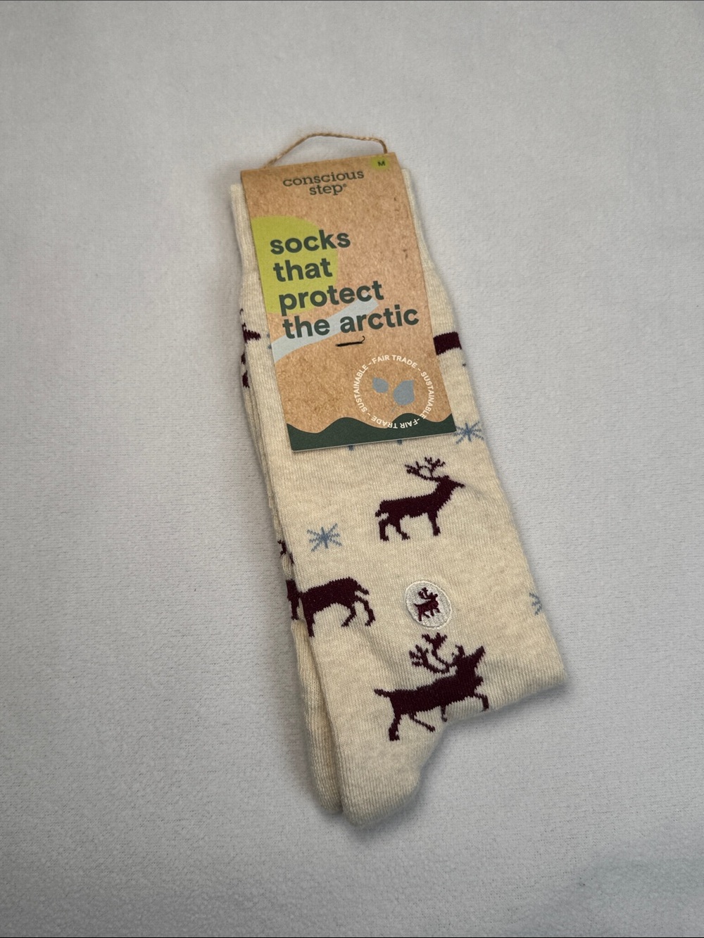 Men’s Cream Reindeer Pattern Socks